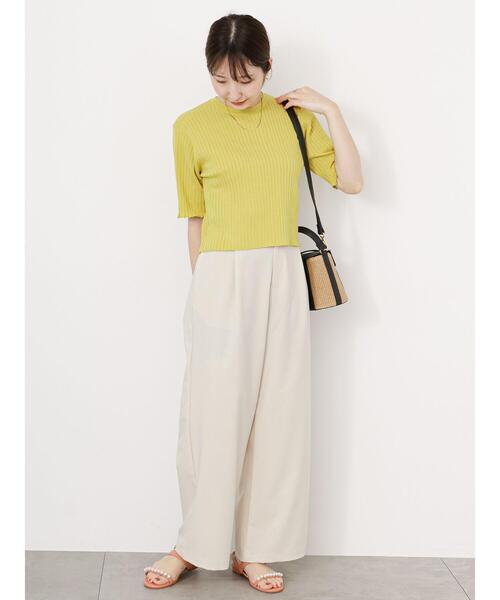 Te chichi TERRASSE（テチチテラス）の「◎【マシンウォッシャブル】半袖ニットプルオーバー（ニット/セーター・レディース・ブルー/オフホワイト/イエロー/ブラック・F）」の15枚目の写真