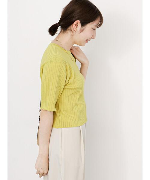 Te chichi TERRASSE（テチチテラス）の「◎【マシンウォッシャブル】半袖ニットプルオーバー（ニット/セーター・レディース・ブルー/オフホワイト/イエロー/ブラック・F）」の21枚目の写真