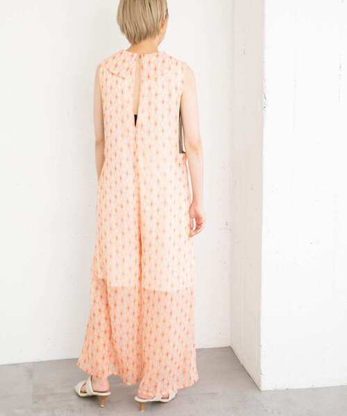 KBF（ケイビーエフ）の「楊柳プリントサロペット（サロペット/オーバーオール・レディース・ブルー系その他/オレンジ系その他・ONE）」の4枚目の写真