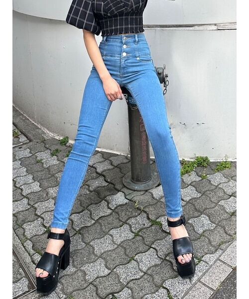 EMODA（エモダ）の「【ELDER】NUDE ハイウエストデニム（デニムパンツ・レディース・ライトブルー/ブラック/インディゴブルー・SMALL/MEDIUM/X-SMALL）」の15枚目の写真