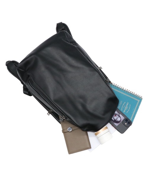 GUSCIO UOMO（グッシオ ウォーモ）の「【グッシオウォーモ】PUレザー リュックサック バックパック ユニセックス 軽量（ビジネスバッグ・メンズ・グリーン/ダークグレー/モカ/ブラック/グレイッシュベージュ・FREE）」の10枚目の写真