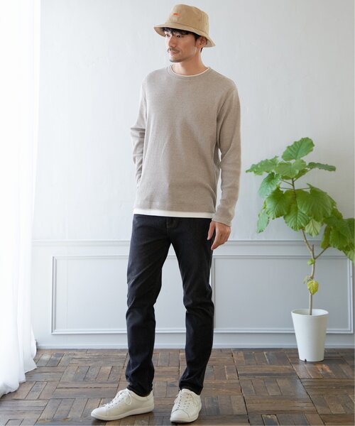ikka(イッカ)の「メランジワッフルフェイクロンT(Tシャツ/カットソー・メンズ・ブルー/ワイン/ブラック/ベージュ・S/M/L/XL)」の19枚目の写真
