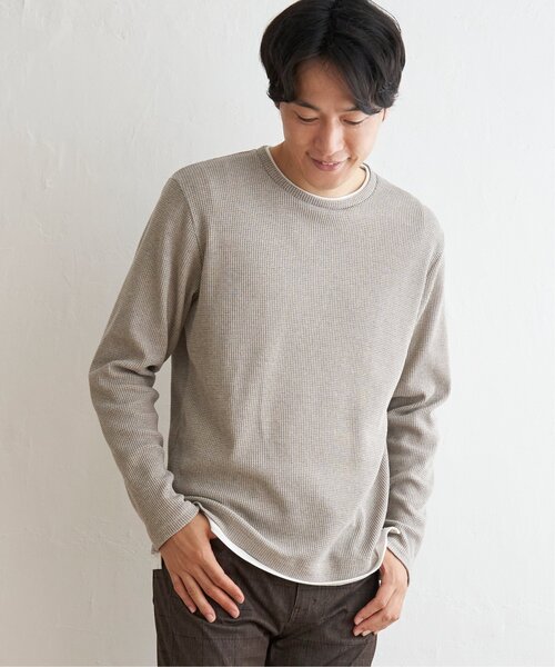 ikka(イッカ)の「メランジワッフルフェイクロンT(Tシャツ/カットソー・メンズ・ブルー/ワイン/ブラック/ベージュ・S/M/L/XL)」の21枚目の写真
