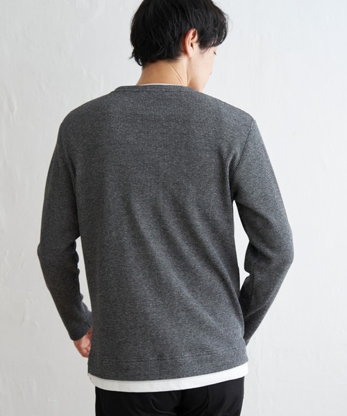 ikka(イッカ)の「メランジワッフルフェイクロンT(Tシャツ/カットソー・メンズ・ブルー/ワイン/ブラック/ベージュ・S/M/L/XL)」の14枚目の写真