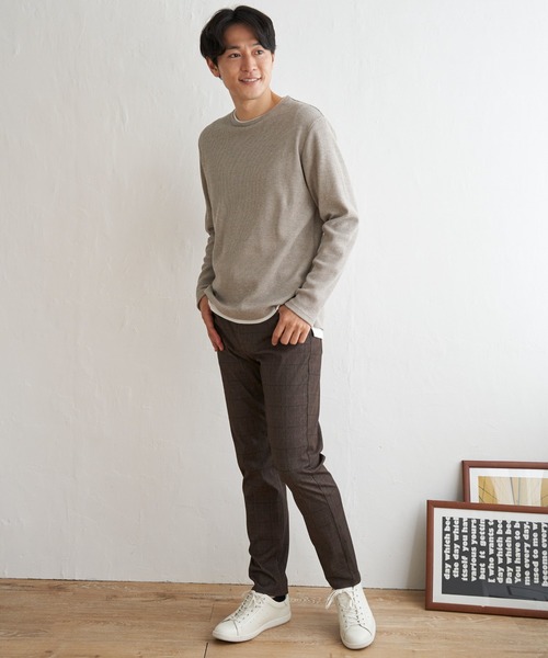 ikka(イッカ)の「メランジワッフルフェイクロンT(Tシャツ/カットソー・メンズ・ブルー/ワイン/ブラック/ベージュ・S/M/L/XL)」の8枚目の写真