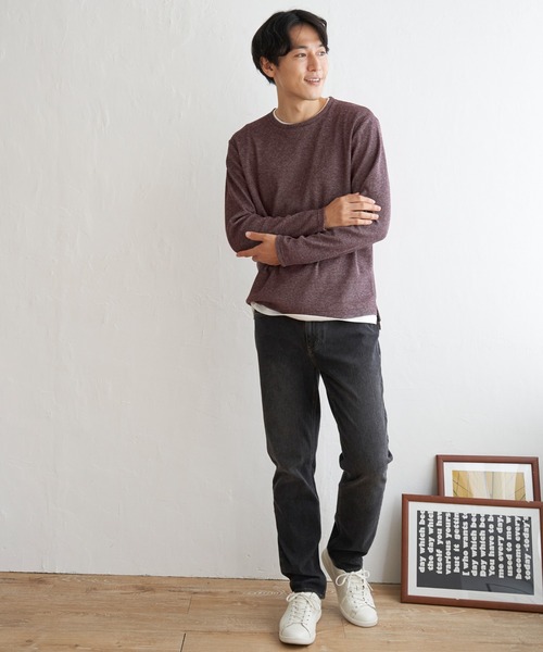 ikka(イッカ)の「メランジワッフルフェイクロンT(Tシャツ/カットソー・メンズ・ブルー/ワイン/ブラック/ベージュ・S/M/L/XL)」の11枚目の写真