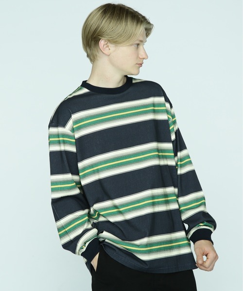 MANASTASH（マナスタッシュ）の「MANASTASH/マナスタッシュ/90'S MULTI STRIPE TEE/マルチストライプTシャツ（Tシャツ/カットソー・メンズ・レッド/ネイビー/ナチュラル・M/XL/L/2XL）」の2枚目の写真