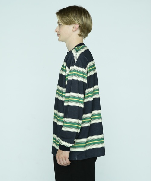 MANASTASH（マナスタッシュ）の「MANASTASH/マナスタッシュ/90'S MULTI STRIPE TEE/マルチストライプTシャツ（Tシャツ/カットソー・メンズ・レッド/ネイビー/ナチュラル・M/XL/L/2XL）」の5枚目の写真