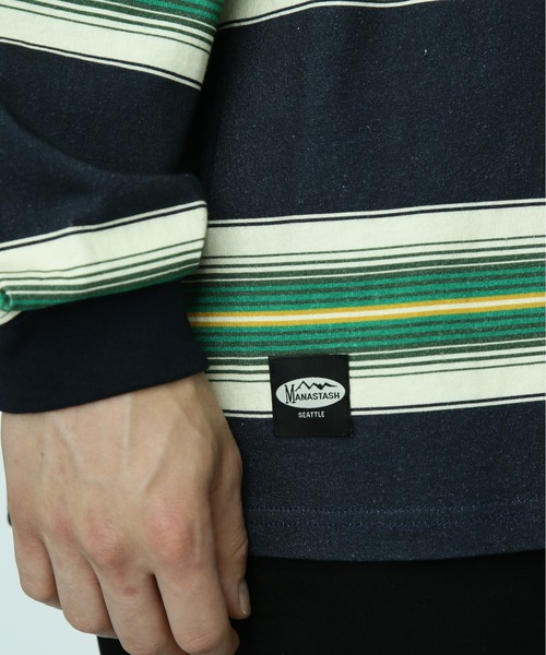 MANASTASH（マナスタッシュ）の「MANASTASH/マナスタッシュ/90'S MULTI STRIPE TEE/マルチストライプTシャツ（Tシャツ/カットソー・メンズ・レッド/ネイビー/ナチュラル・M/XL/L/2XL）」の9枚目の写真