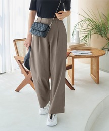 ハイウエストストレートワイドタックパンツ