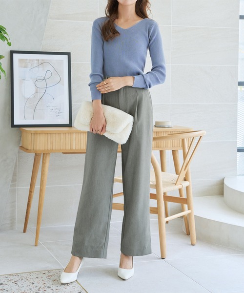 KOBE LETTUCE(コウベレタス)の「ハイウエストストレートワイドタックパンツ(その他パンツ・レディース・グレー/ブラック/ブラウン系/カーキ・M/S)」の6枚目の写真