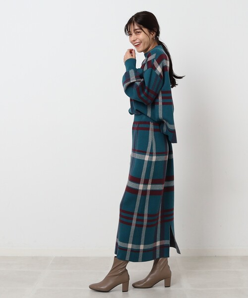 DRESKIP（ドレスキップ）の「◆【洗える/セットアップ可】レトロでシックなチェック柄 モックネック ジャカードニット（ニット/セーター・レディース・ブラック系1/グリーン系その他3/ベージュ系その他4・04/03/02）」の11枚目の写真