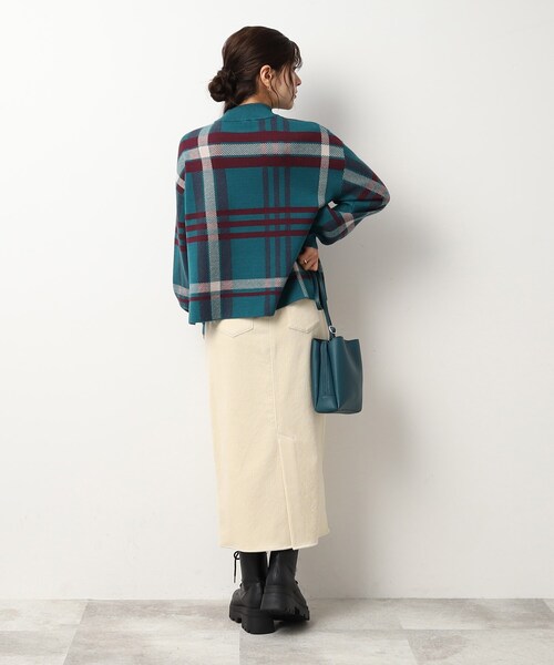 DRESKIP（ドレスキップ）の「◆【洗える/セットアップ可】レトロでシックなチェック柄 モックネック ジャカードニット（ニット/セーター・レディース・ブラック系1/グリーン系その他3/ベージュ系その他4・04/03/02）」の15枚目の写真