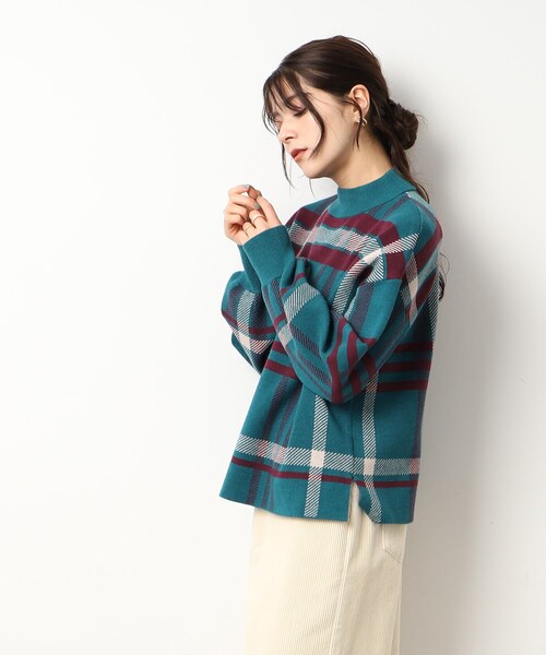 DRESKIP（ドレスキップ）の「◆【洗える/セットアップ可】レトロでシックなチェック柄 モックネック ジャカードニット（ニット/セーター・レディース・ブラック系1/グリーン系その他3/ベージュ系その他4・04/03/02）」の17枚目の写真