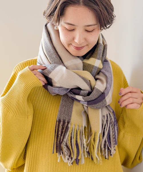 ⭐︎ ミンク　× チェック　新古　⭐︎ショール　　先端ラッフル系 LEPSIM（レプシィム）の「洗えるチェックストール23AW 967394