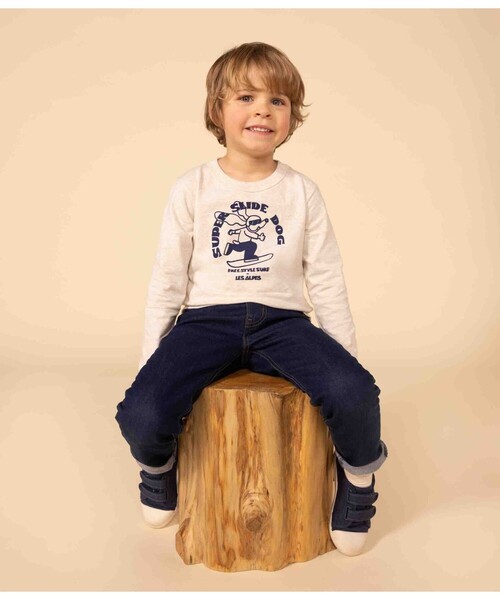 PETIT BATEAU（プチバトー）の「プリント長袖Ｔシャツ（Tシャツ/カットソー・キッズ・ブルー系その他/ホワイト×ブルー/ライトブルー/ライトグレー/ダークネイビー・10YEAR/12YEAR/6YEAR/8YEAR）」の3枚目の写真