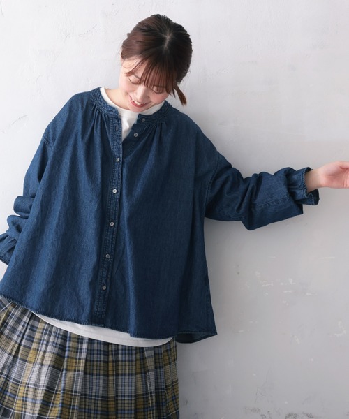 soulberry（ソウルベリー）の「裾出しスマイルなロンT（Tシャツ/カットソー・レディース・モスグリーン/オフホワイト/スミクロ/マスタード・M/L/LL/3L/4L）」の16枚目の写真