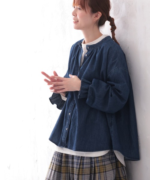 soulberry（ソウルベリー）の「裾出しスマイルなロンT（Tシャツ/カットソー・レディース・モスグリーン/オフホワイト/スミクロ/マスタード・M/L/LL/3L/4L）」の12枚目の写真