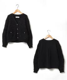 Marilyn Moon | 【MARILYN MOON】ラメ編地切替ニットカーディガン(カーディガン/ボレロ)