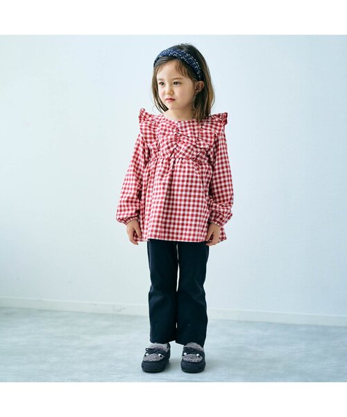 apres les cours（アプレレクール）の「【WEB限定】総柄フリルチュニック（チュニック・キッズ・アイボリー/レッド/ストライプ/サックスブルー・130/80/110/90/100/140/120）」の5枚目の写真