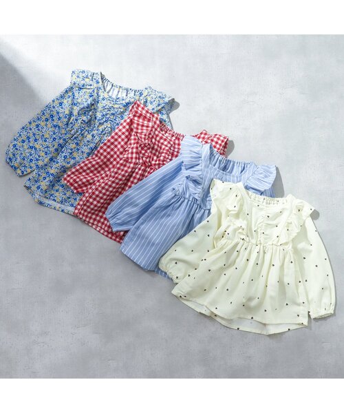 apres les cours（アプレレクール）の「【WEB限定】総柄フリルチュニック（チュニック・キッズ・アイボリー/レッド/ストライプ/サックスブルー・130/80/110/90/100/140/120）」の7枚目の写真