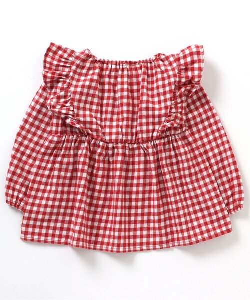 apres les cours（アプレレクール）の「【WEB限定】総柄フリルチュニック（チュニック・キッズ・アイボリー/レッド/ストライプ/サックスブルー・130/80/110/90/100/140/120）」の19枚目の写真