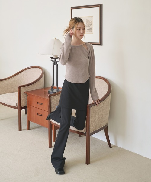 UNE MANSION（ユヌマンション）の「ホルターネックショルダースリットＴシャツニットカットソー（Tシャツ/カットソー・レディース・ブラック/ベージュ/アイボリー・FREE）」の22枚目の写真