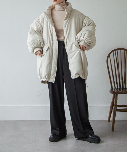 Chillfar（チルファー）の「袖取り外しスタンドカラーモンスターコート（ダウンジャケット/コート・レディース・ブラック/カーキ/アイボリー・FREE）」の9枚目の写真