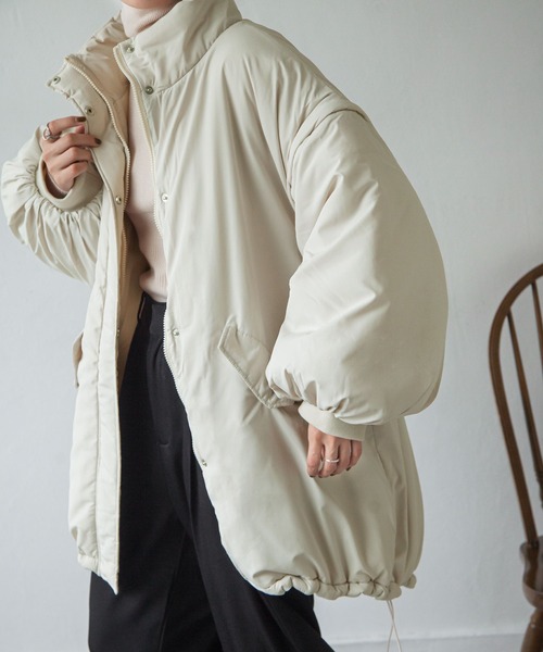 Chillfar（チルファー）の「袖取り外しスタンドカラーモンスターコート（ダウンジャケット/コート・レディース・ブラック/カーキ/アイボリー・FREE）」の11枚目の写真