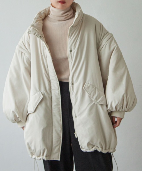 Chillfar（チルファー）の「袖取り外しスタンドカラーモンスターコート（ダウンジャケット/コート・レディース・ブラック/カーキ/アイボリー・FREE）」の12枚目の写真