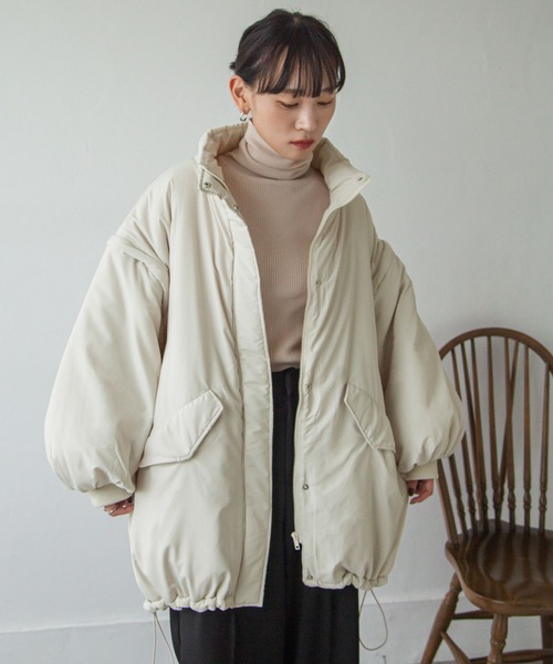 Chillfar（チルファー）の「袖取り外しスタンドカラーモンスターコート（ダウンジャケット/コート・レディース・ブラック/カーキ/アイボリー・FREE）」の13枚目の写真