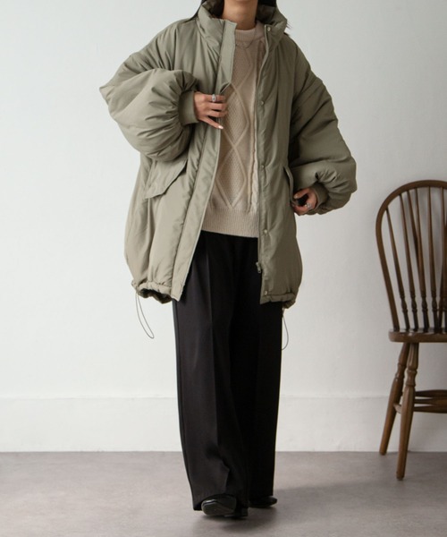 Chillfar（チルファー）の「袖取り外しスタンドカラーモンスターコート（ダウンジャケット/コート・レディース・ブラック/カーキ/アイボリー・FREE）」の4枚目の写真