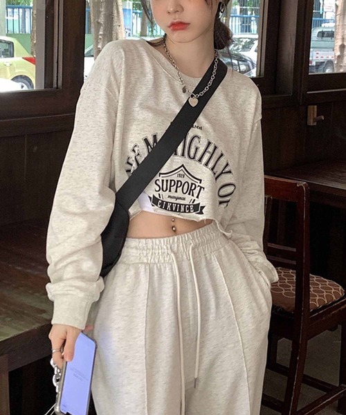 NANEA(ナネア)の「クロップド丈 裾カットオフトップス(Tシャツ/カットソー・レディース・ネイビー/グリーン/オートミール・SMALL/MEDIUM)」の6枚目の写真