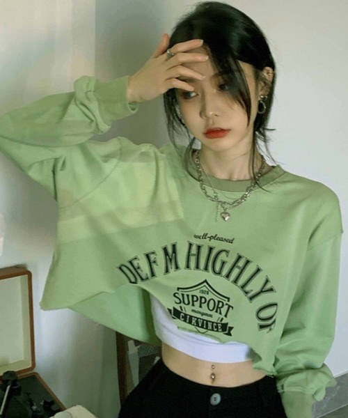 NANEA(ナネア)の「クロップド丈 裾カットオフトップス(Tシャツ/カットソー・レディース・ネイビー/グリーン/オートミール・SMALL/MEDIUM)」の16枚目の写真