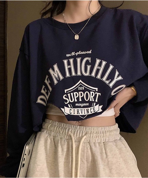 NANEA(ナネア)の「クロップド丈 裾カットオフトップス(Tシャツ/カットソー・レディース・ネイビー/グリーン/オートミール・SMALL/MEDIUM)」の18枚目の写真