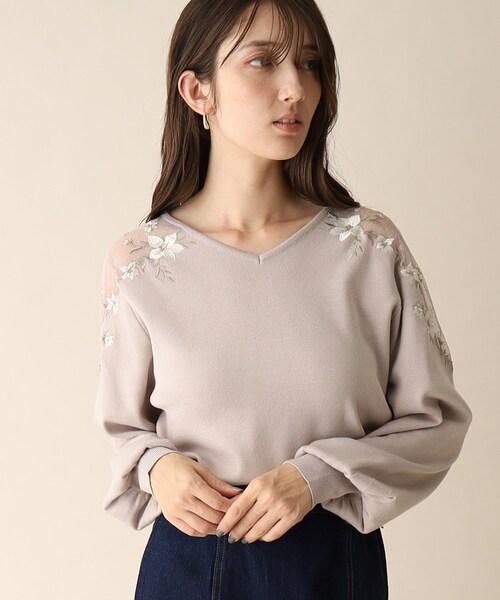 index（インデックス）の「◇フラワー刺繍シアーニット/チュール【洗濯