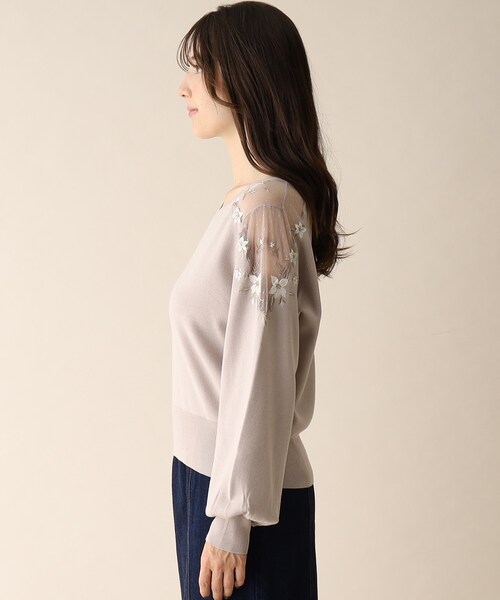 index（インデックス）の「◇フラワー刺繍シアーニット/チュール【洗濯