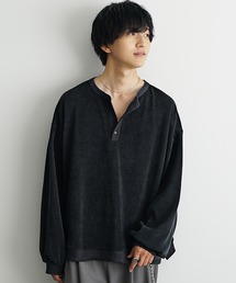MinoriTY（マイノリティ）の「【MinoriTY】コーデュロイ＆スウェード生地ニットソートレーナー ヘンリーネック クルーネック スウェット メンズ ビッグシルエット オーバーサイズ ルーズフィット 秋服 冬服【MinoriTY】（スウェット）」