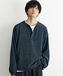 MinoriTY（マイノリティ）の「【MinoriTY】コーデュロイ＆スウェード生地ニットソートレーナー ヘンリーネック クルーネック スウェット メンズ ビッグシルエット オーバーサイズ ルーズフィット 秋服 冬服【MinoriTY】（スウェット）」