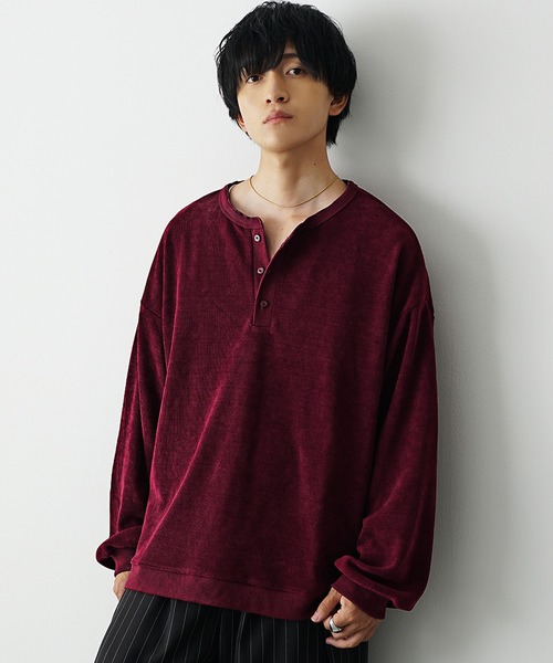 11月再入荷】コーデュロイ＆スウェード生地ニットソートレーナー