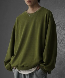 【MinoriTY】コーデュロイ&スウェード生地ニットソートレーナー ヘンリーネック クルーネック スウェット メンズ ビッグシルエット オーバーサイズ ルーズフィット 秋服 冬服【MinoriTY】