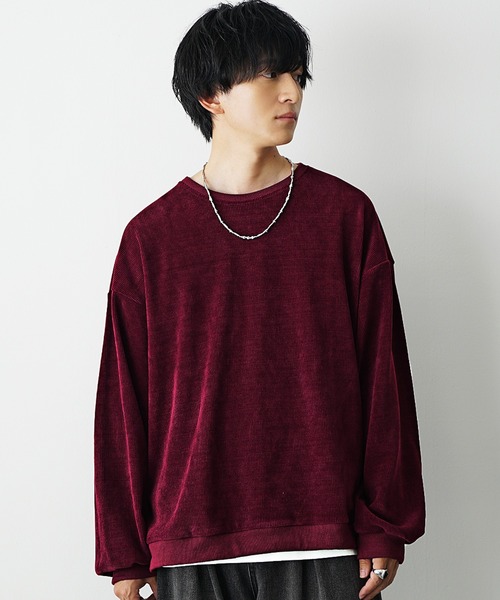 11月再入荷】コーデュロイ＆スウェード生地ニットソートレーナー