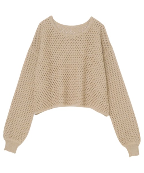 RANAN(ラナン)の「メッシュ透かし編みニット(ニット/セーター・レディース・ブラック/ベージュ/ブルー/オフホワイト・M/LL/L)」の7枚目の写真