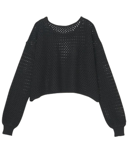 RANAN(ラナン)の「メッシュ透かし編みニット(ニット/セーター・レディース・ブラック/ベージュ/ブルー/オフホワイト・M/LL/L)」の6枚目の写真