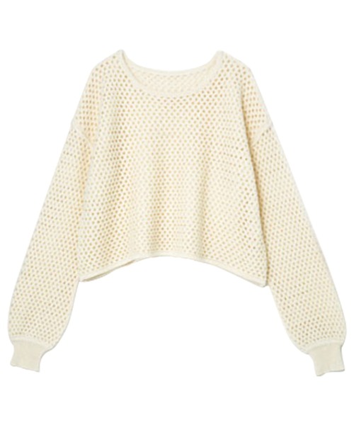 RANAN(ラナン)の「メッシュ透かし編みニット(ニット/セーター・レディース・ブラック/ベージュ/ブルー/オフホワイト・M/LL/L)」の5枚目の写真