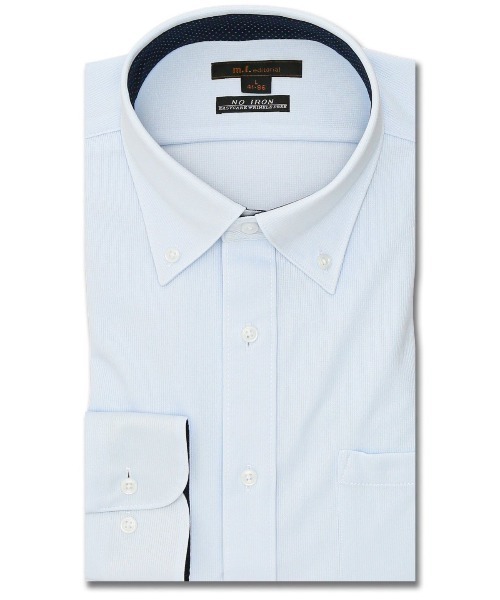 m.f.エディトリアル メンズ ノーアイロンストレッチ ボタンダウン ビジネスドレス長袖ニットシャツ(ビジネスシャツ)|m.f.editorial(エムエフエディトリアル)