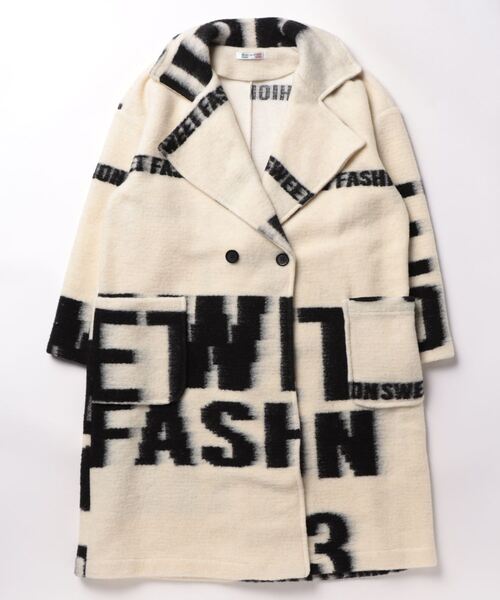 Settimissimo（セッティミッシモ）の「ITALYレタープリント 圧縮ウール コート（チェスターコート・レディース・ブラック/オフホワイト・FREE）」の6枚目の写真