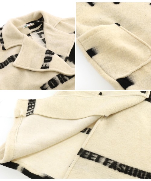 Settimissimo（セッティミッシモ）の「ITALYレタープリント 圧縮ウール コート（チェスターコート・レディース・ブラック/オフホワイト・FREE）」の7枚目の写真