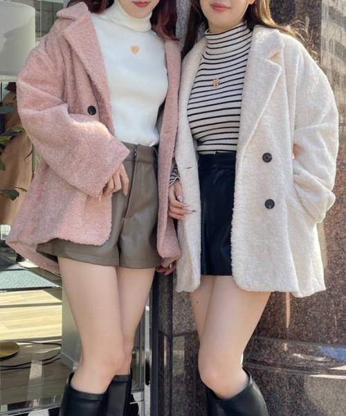 NOMAE(ノーマエ)の「ハートブローチタートルニット(ニット/セーター・レディース・ホワイト/ブラック/ピンク/ホワイト×ブラック・FREE)」の5枚目の写真