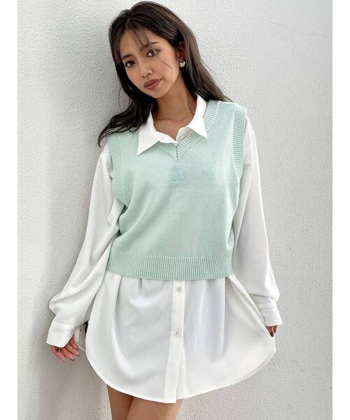 GYDA（ジェイダ）の「2WAY LOOSEニットVESTトップス（ベスト・レディース・アイボリー/ミント・FREE）」の3枚目の写真